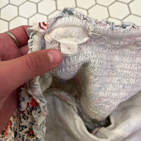 Smocked Floral Sundress with Red and Navy Accents - Picture 2 of 4